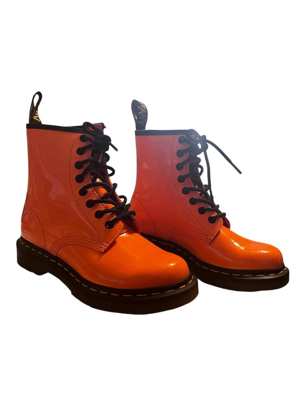 Dr. Martens Women's Orange Patent Lace-Up Boots